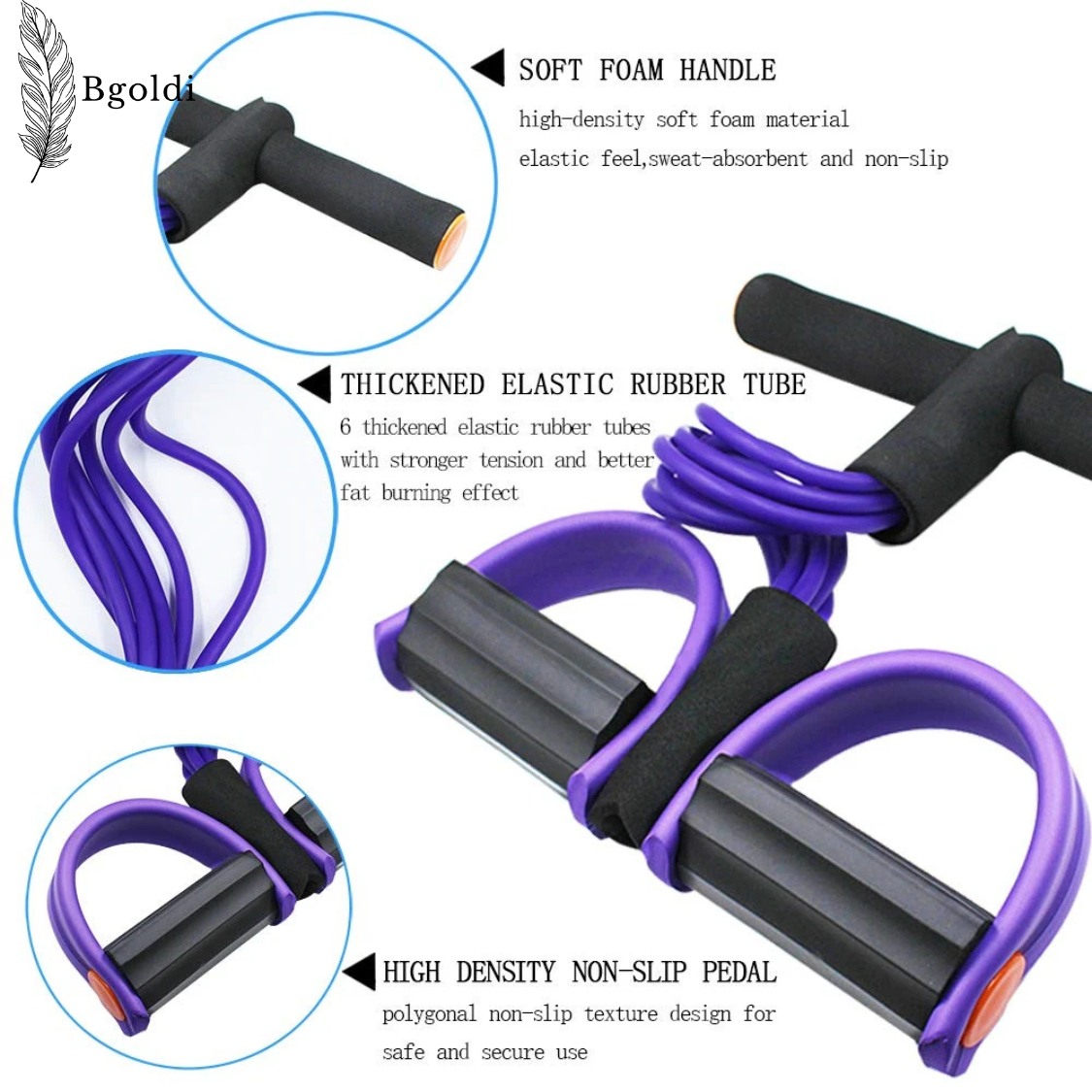 6-Tube Pedal Resistance Band β Multifunction Elastic Fitness Puller for Strength & Arm Training